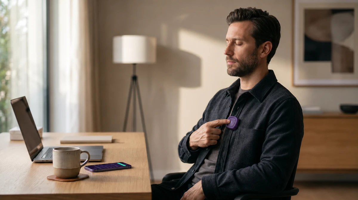 Person at their desk using Ianumind QUI during a break